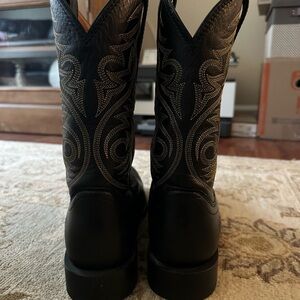 Black Deertan Western Leather Boots
